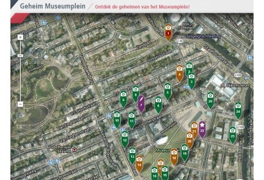 Overzichtskaart uit de app 'Geheim Museumplein'.