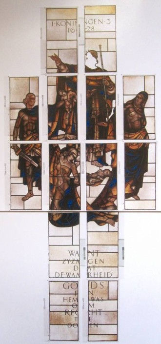 Pieter Hofman, Koningen 3-28, glasramen voor Hoge Raad, 1938.